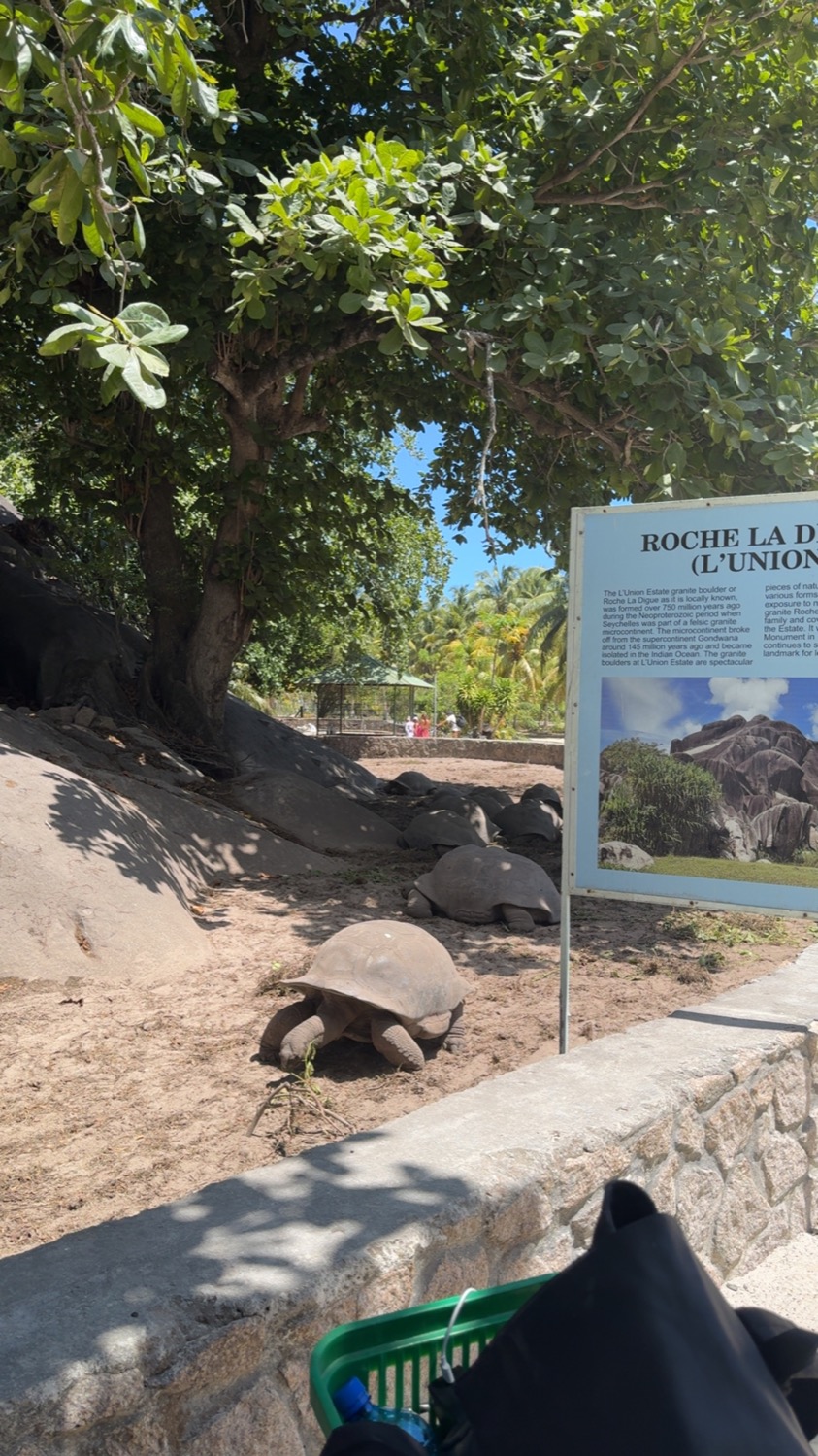 Seychelles nature stop with landmark sign