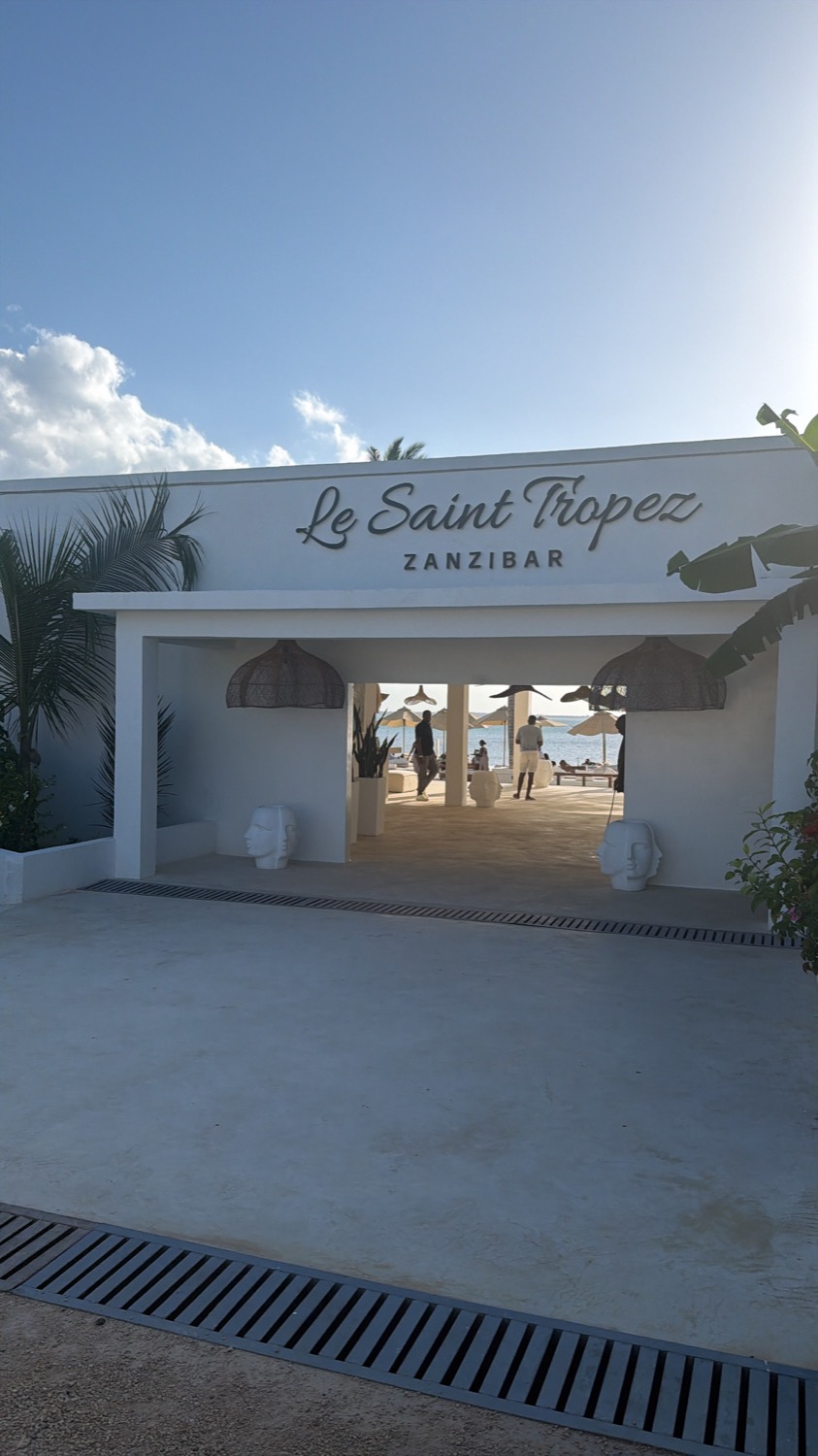 Le Saint Tropez Zanzibar entrance with ocean beyond