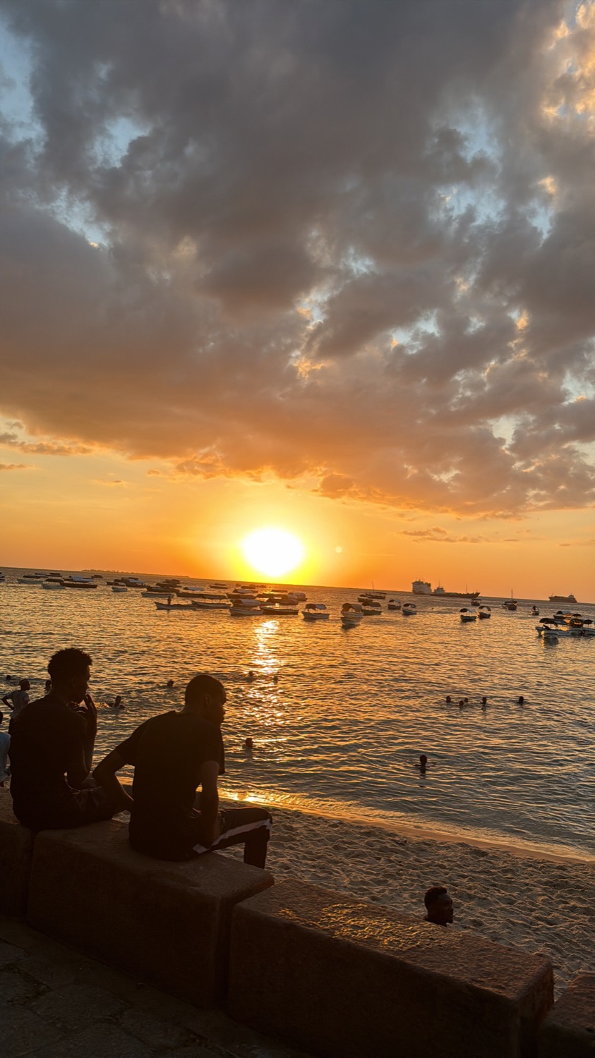 Sunset over the water in Zanzibar